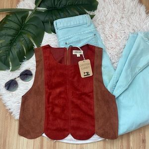 Cotton Candy Red and Brown Crop Top
